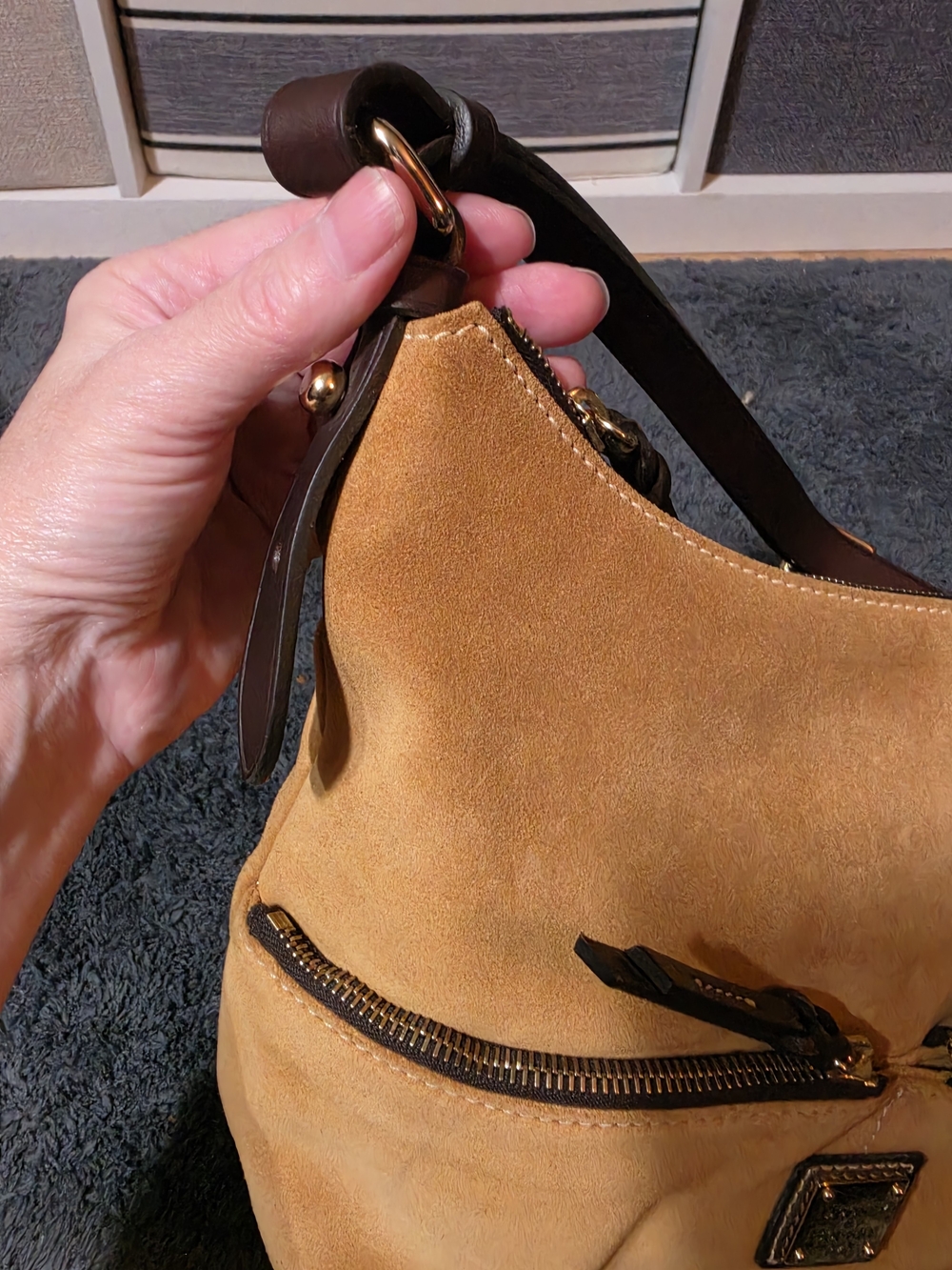 Dooney & Bourke Suede Hobo Bag - Picture 10 of 15